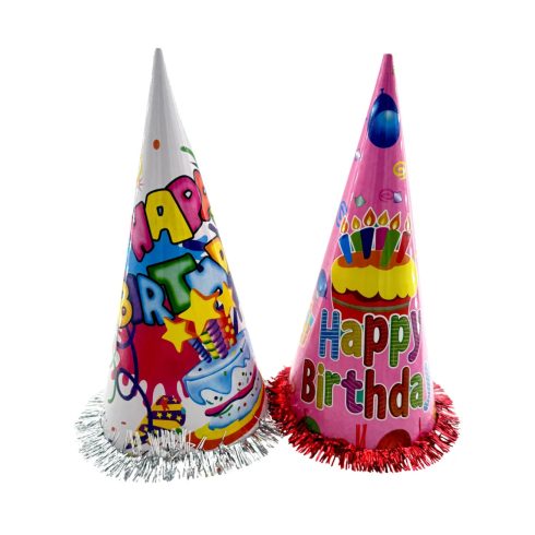 Happy Birthday feliratos, csúcsos parti kalap, 34 cm, 72588