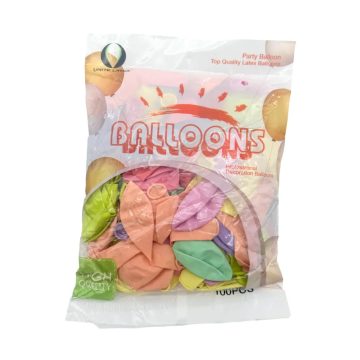 100 darabos lufi csomag, 30 cm, pasztell színek, 72603