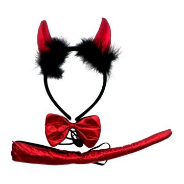 Ördög fejpántos jelmez szett zacskóban, fényes, 72675