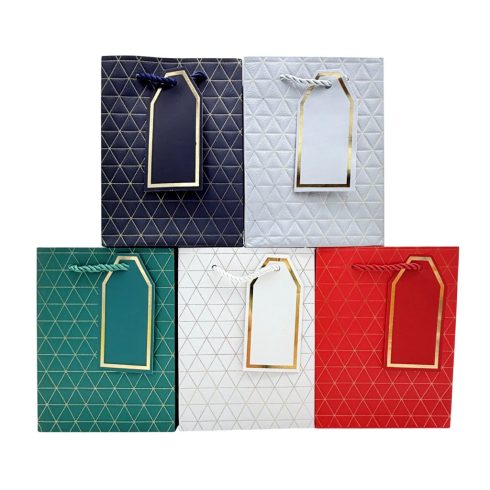 Háromszög mintás papírtasak, 12 x 16 x 6 cm, 72866