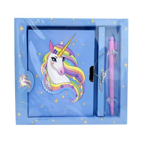 Emlékkönyv + lakat + toll szett, unikornis, 17 x 19 cm, 72885