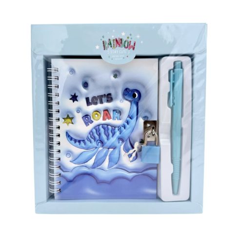 Emlékkönyv + lakat + toll szett, dinó, 17 x 19 cm, 72886