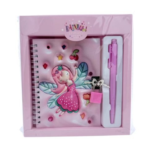 Emlékkönyv + lakat + toll szett, lányos, 17 x 19 cm, 72888