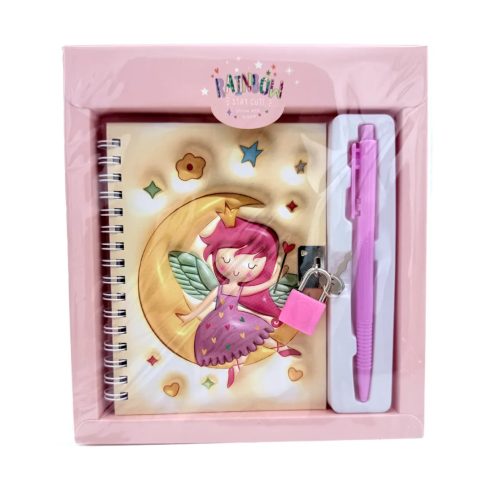 Emlékkönyv + lakat + toll szett, lányos, 17 x 19 cm, 72888