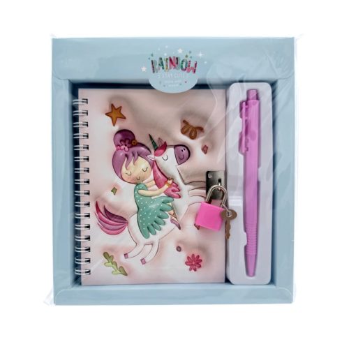 Emlékkönyv + lakat + toll szett, lányos, 17 x 19 cm, 72888