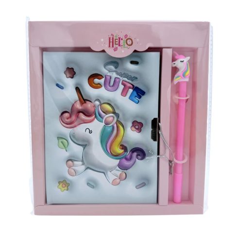 Emlékkönyv + lakat + toll szett, unikornis, 20 x 22 cm, 72890