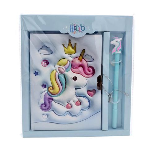 Emlékkönyv + lakat + toll szett, unikornis, 20 x 22 cm, 72890