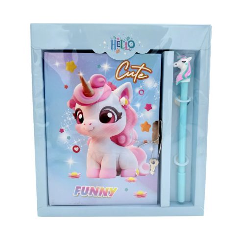 Emlékkönyv + lakat + toll szett, unikornis, 20 x 22 cm, 72891