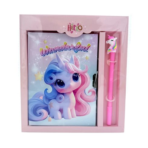 Emlékkönyv + lakat + toll szett, unikornis, 20 x 22 cm, 72891