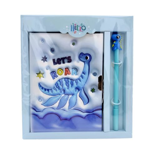 Emlékkönyv + lakat + toll szett, dinó, 20 x 22 cm, 72892