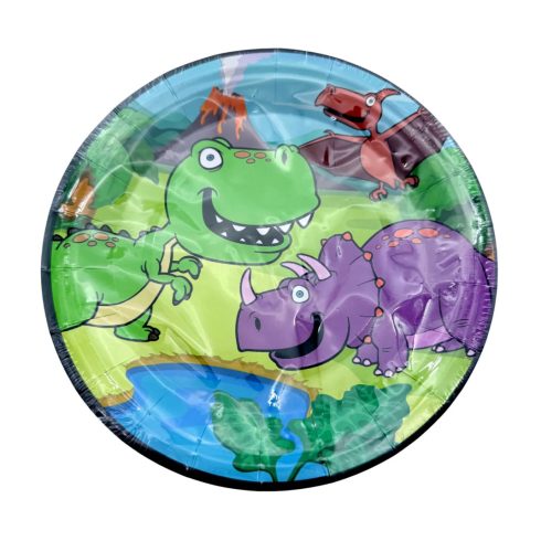 Papírtányér szett, 10 db, 18 cm, dínó, 72899