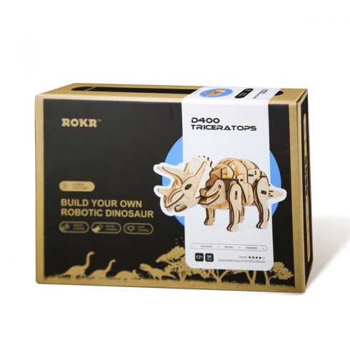 Robotime 3D interaktív fa puzzle - Triceratops dínó - 81010