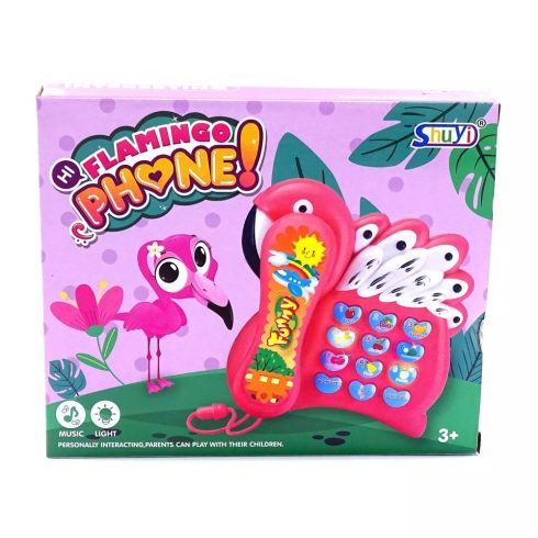 Telefon dobozban - flamingó - elemes - 82491