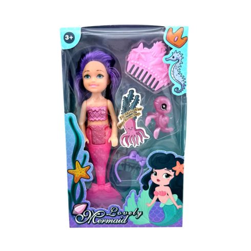 Sellő baba játékszett kiegészítőkkel dobozban, 82924