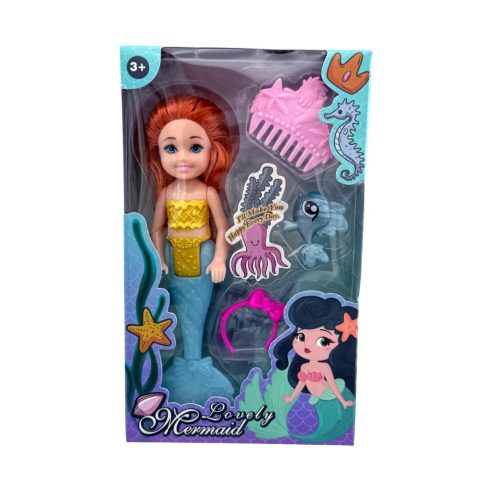 Sellő baba játékszett kiegészítőkkel dobozban, 82924