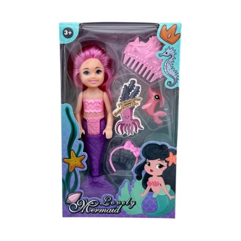 Sellő baba játékszett kiegészítőkkel dobozban, 82924