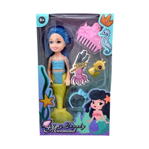 Sellő baba játékszett kiegészítőkkel dobozban, 82924