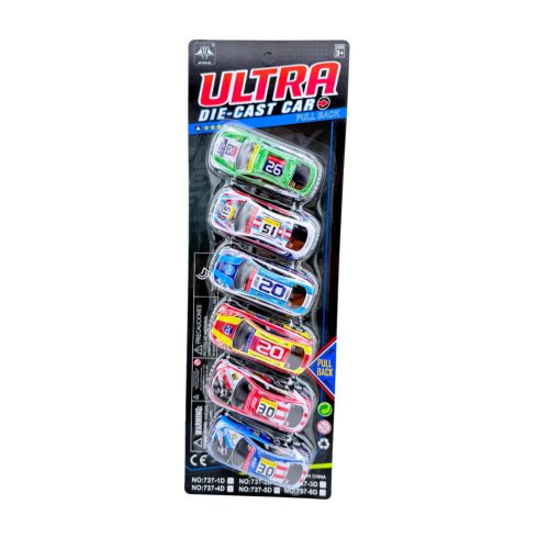 Fémautó lapon, 6 darabos szett, 82933