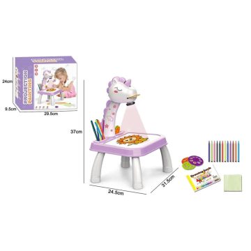 Projektor asztal csomag dobozban, elemes, unikornisos, 90126