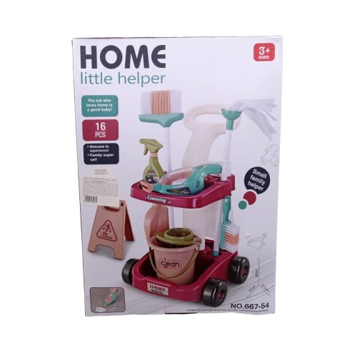 Takarító kocsi játékszett dobozban - 90447