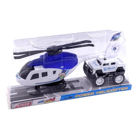 Helikopter + autó játékszett platformon - 90594
