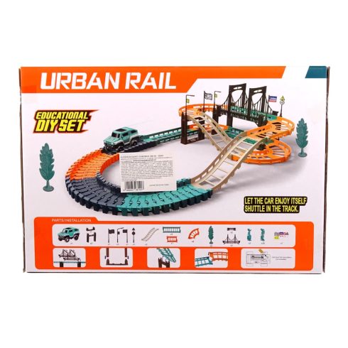 Autópálya építő szett dobozban - elemes - 90644